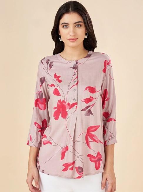 akkriti by pantaloons dusty pink floral print tunic