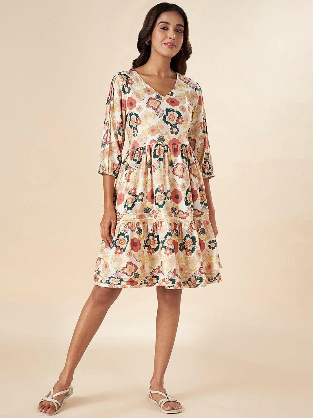 akkriti by pantaloons floral print fit & flare dress