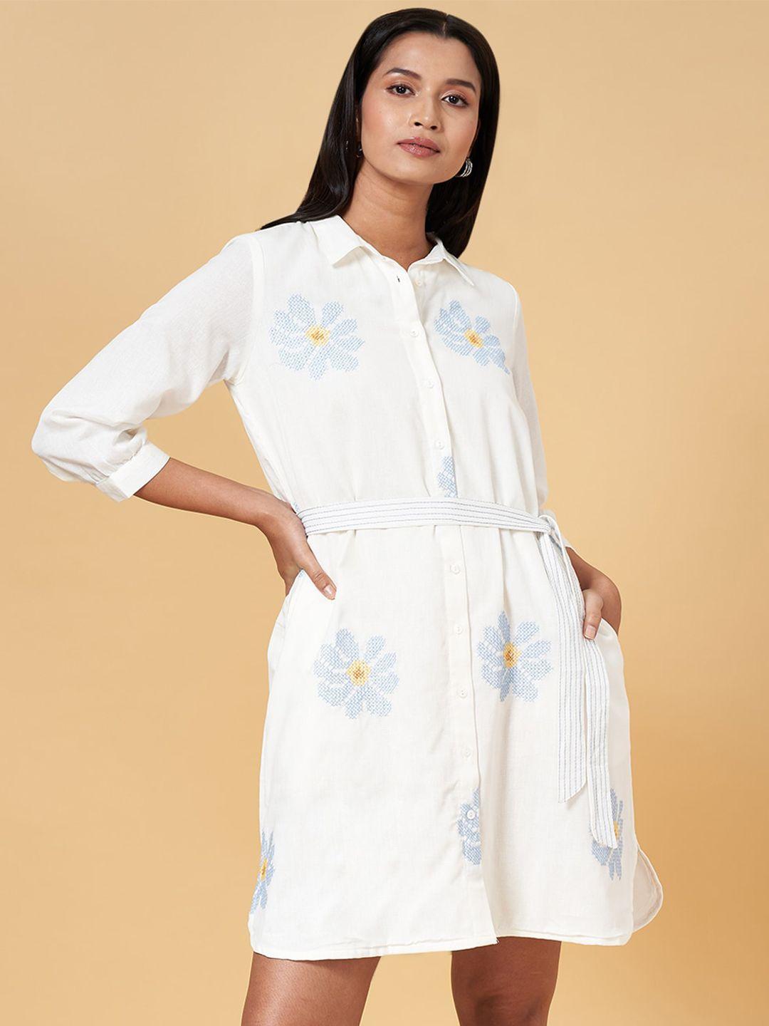 akkriti by pantaloons floral printed cuffed sleeves shirt dress