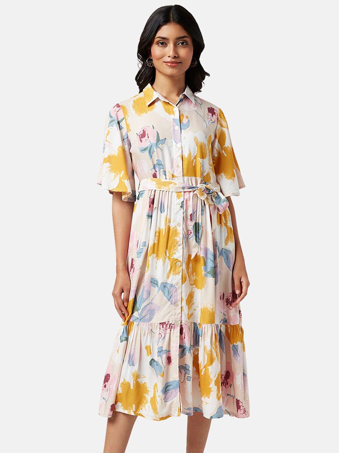 akkriti by pantaloons floral shirt midi dress