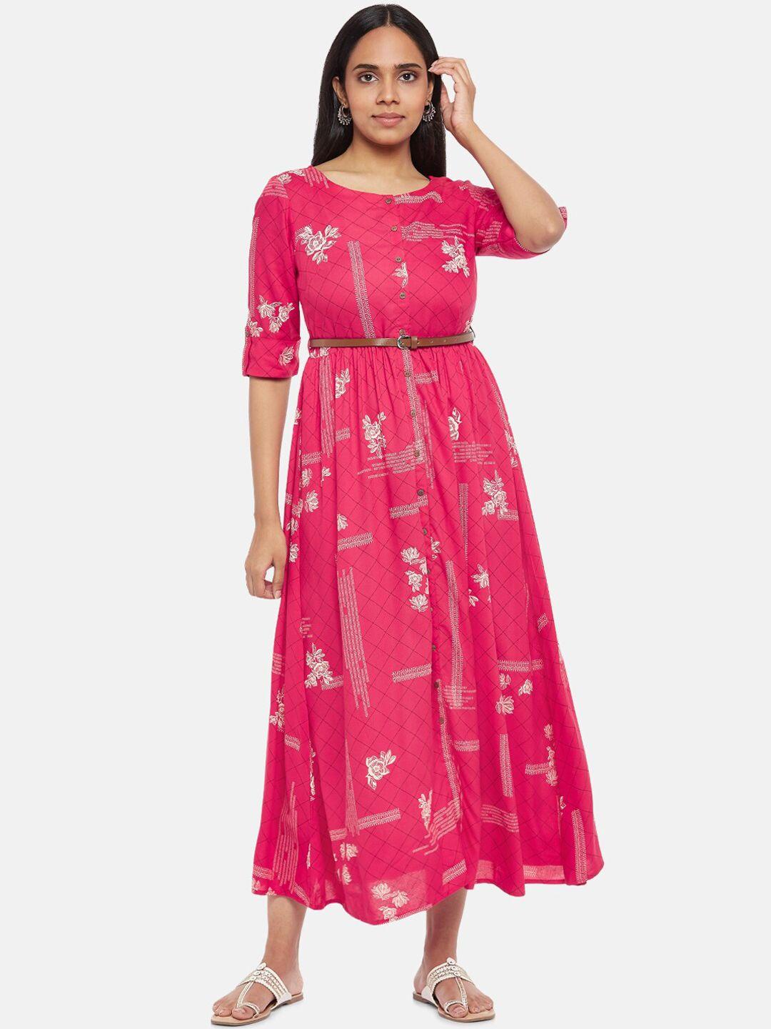 akkriti by pantaloons fuchsia floral printed maxi dress