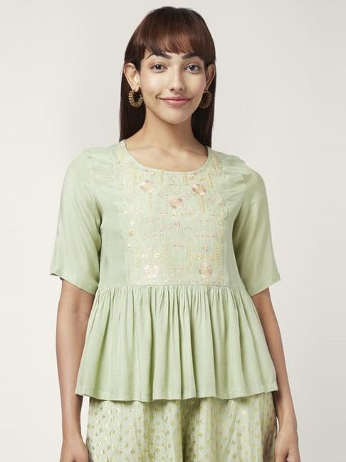 akkriti by pantaloons green embroidered top