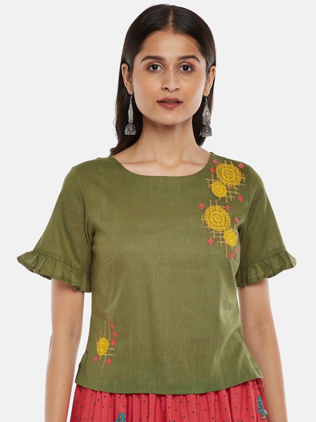 akkriti by pantaloons green floral top