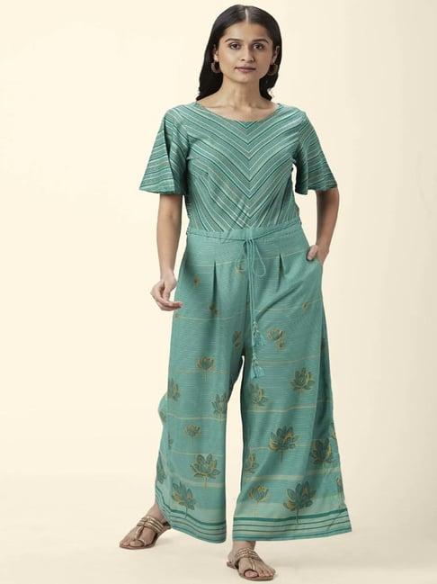 akkriti by pantaloons green printed jumpsuit