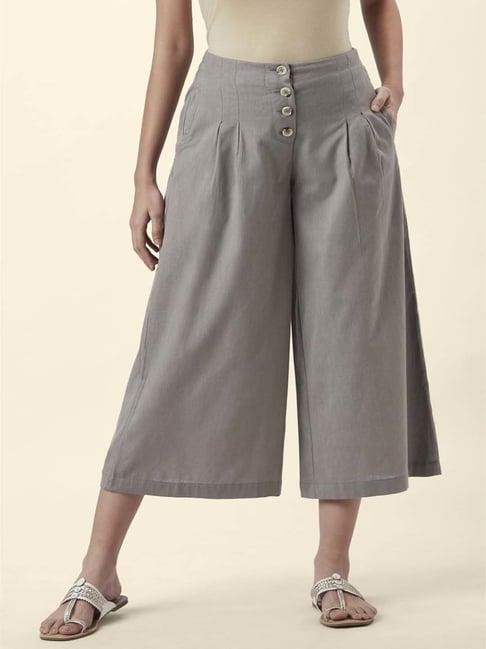 akkriti by pantaloons grey regular fit culottes