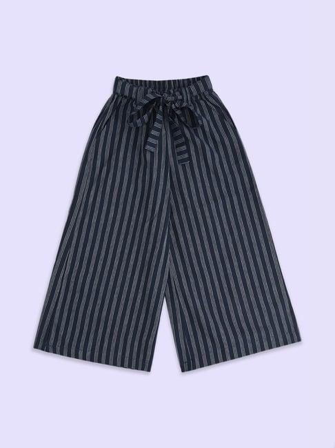 akkriti by pantaloons kids blue cotton striped trousers