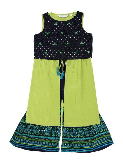 akkriti by pantaloons kids lime green embroidered kurta
