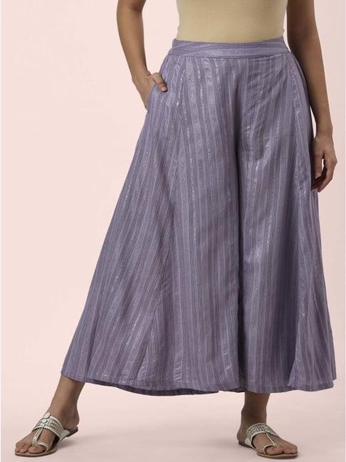 akkriti by pantaloons lilac striped culottes