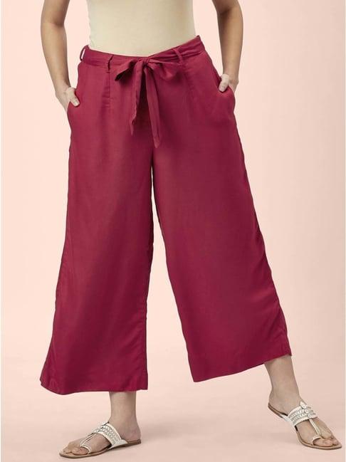 akkriti by pantaloons maroon mid rise culottes