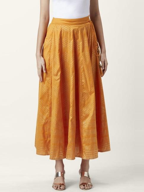 akkriti by pantaloons mustard printed skirt