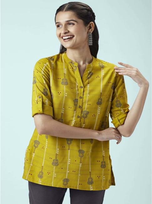 akkriti by pantaloons mustard printed tunic