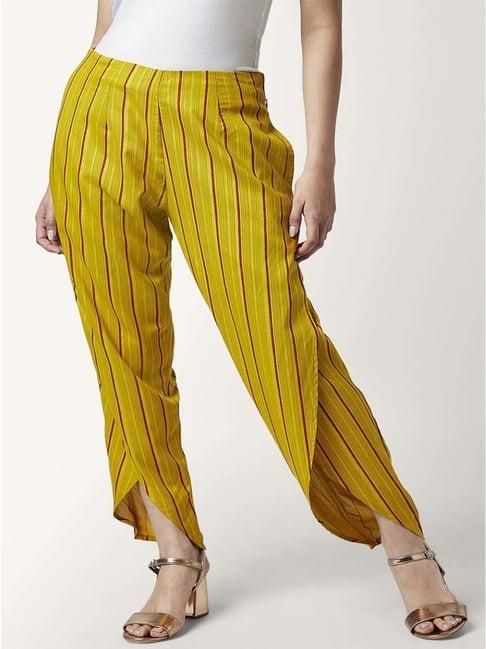 akkriti by pantaloons mustard striped dhoti pants