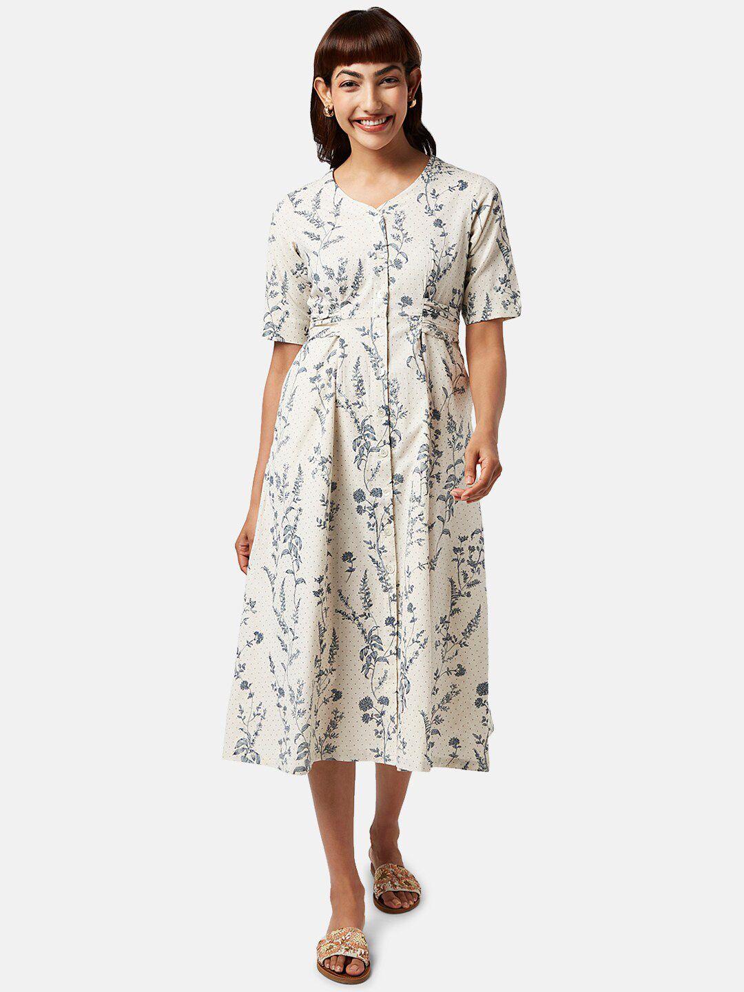 akkriti by pantaloons off white floral midi dress