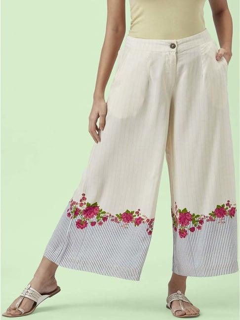 akkriti by pantaloons off-white mid rise culottes