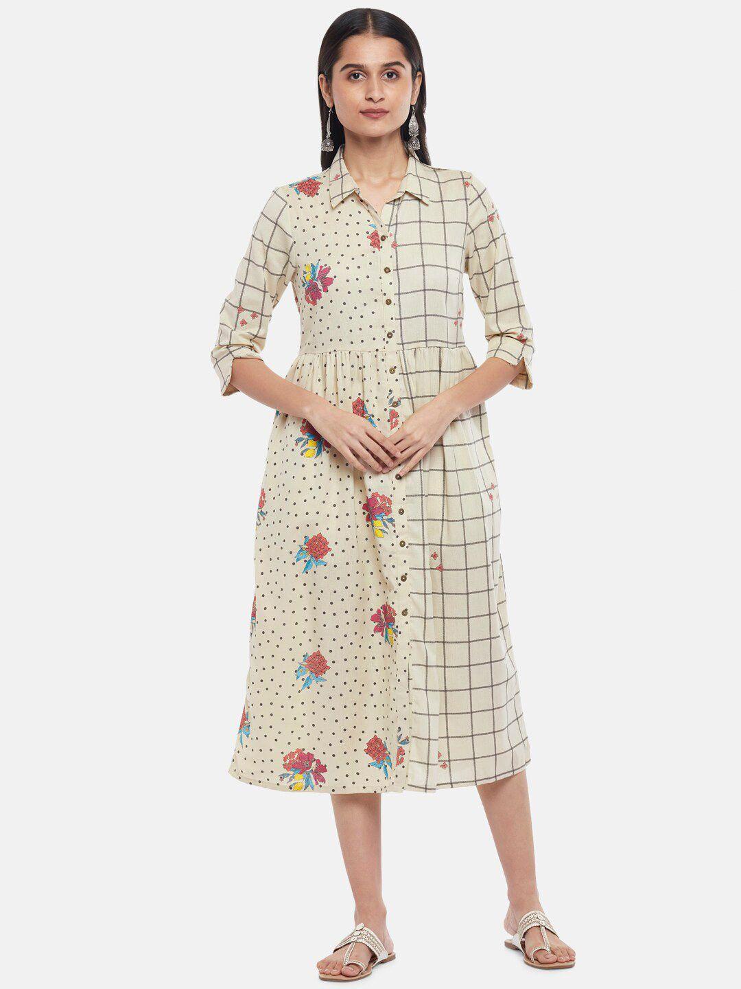 akkriti by pantaloons off white shirt midi dress