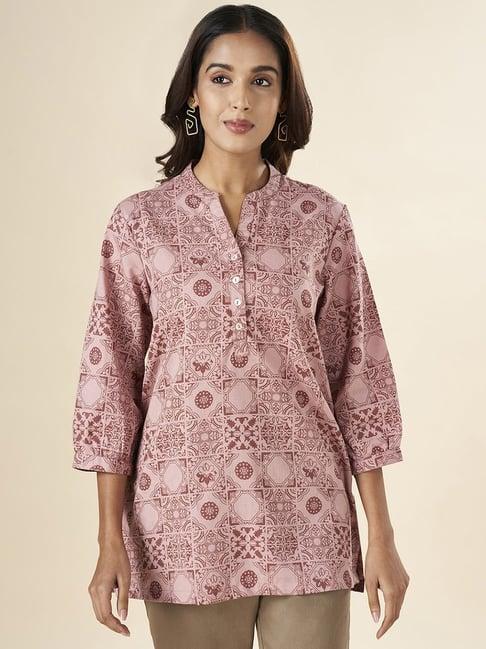 akkriti by pantaloons peach cotton printed tunic