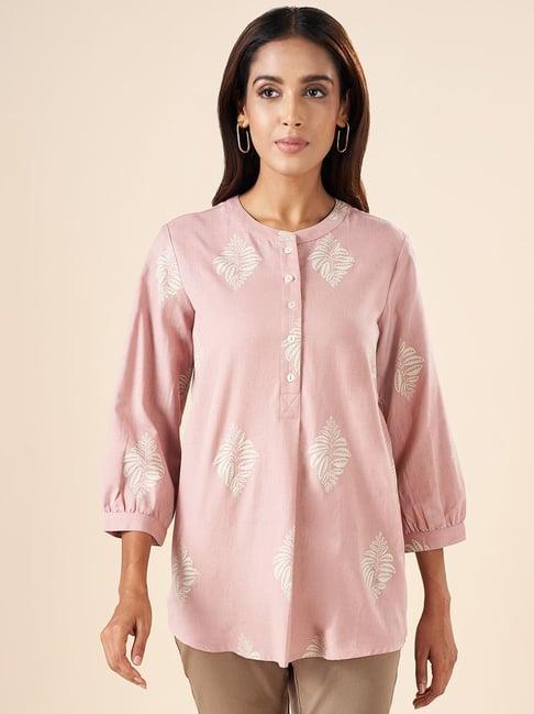 akkriti by pantaloons pink cotton printed tunic