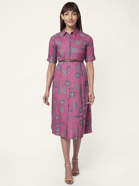 akkriti by pantaloons pink printed shirt dress