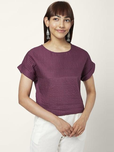 akkriti by pantaloons purple cotton top