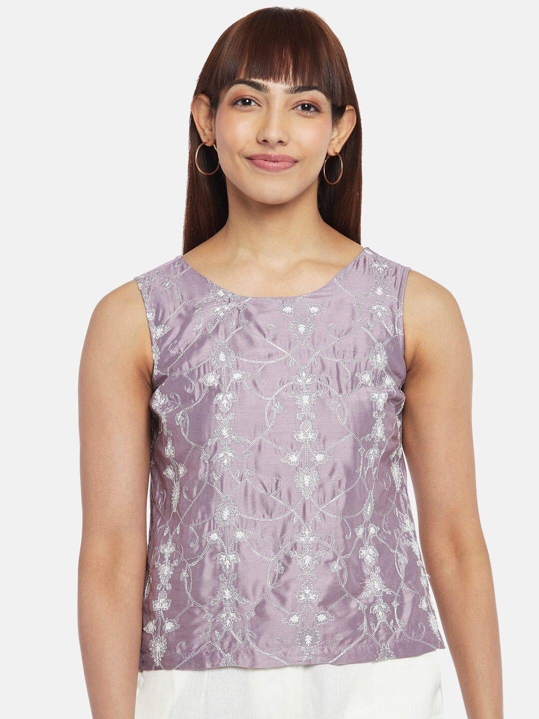 akkriti by pantaloons purple floral print top