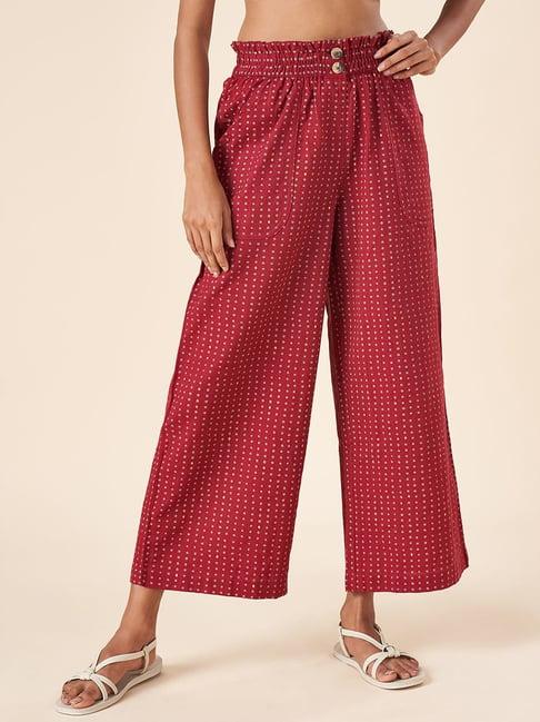 akkriti by pantaloons red cotton polka dots palazzos