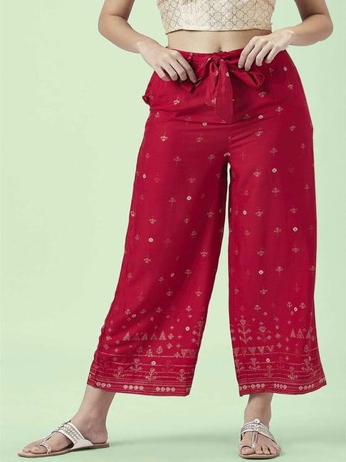 akkriti by pantaloons red printed palazzos