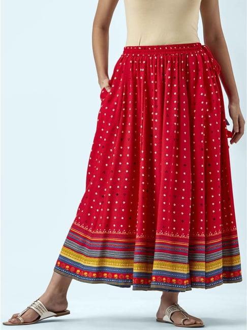 akkriti by pantaloons red printed skirt