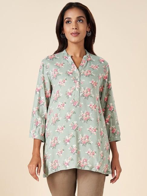 akkriti by pantaloons sage green printed tunic