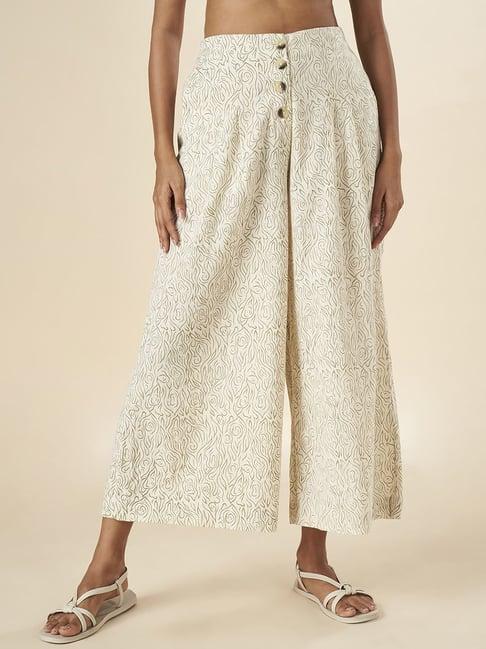 akkriti by pantaloons white cotton printed culottes