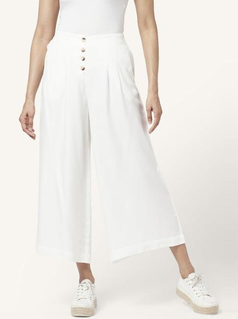akkriti by pantaloons white mid rise culottes