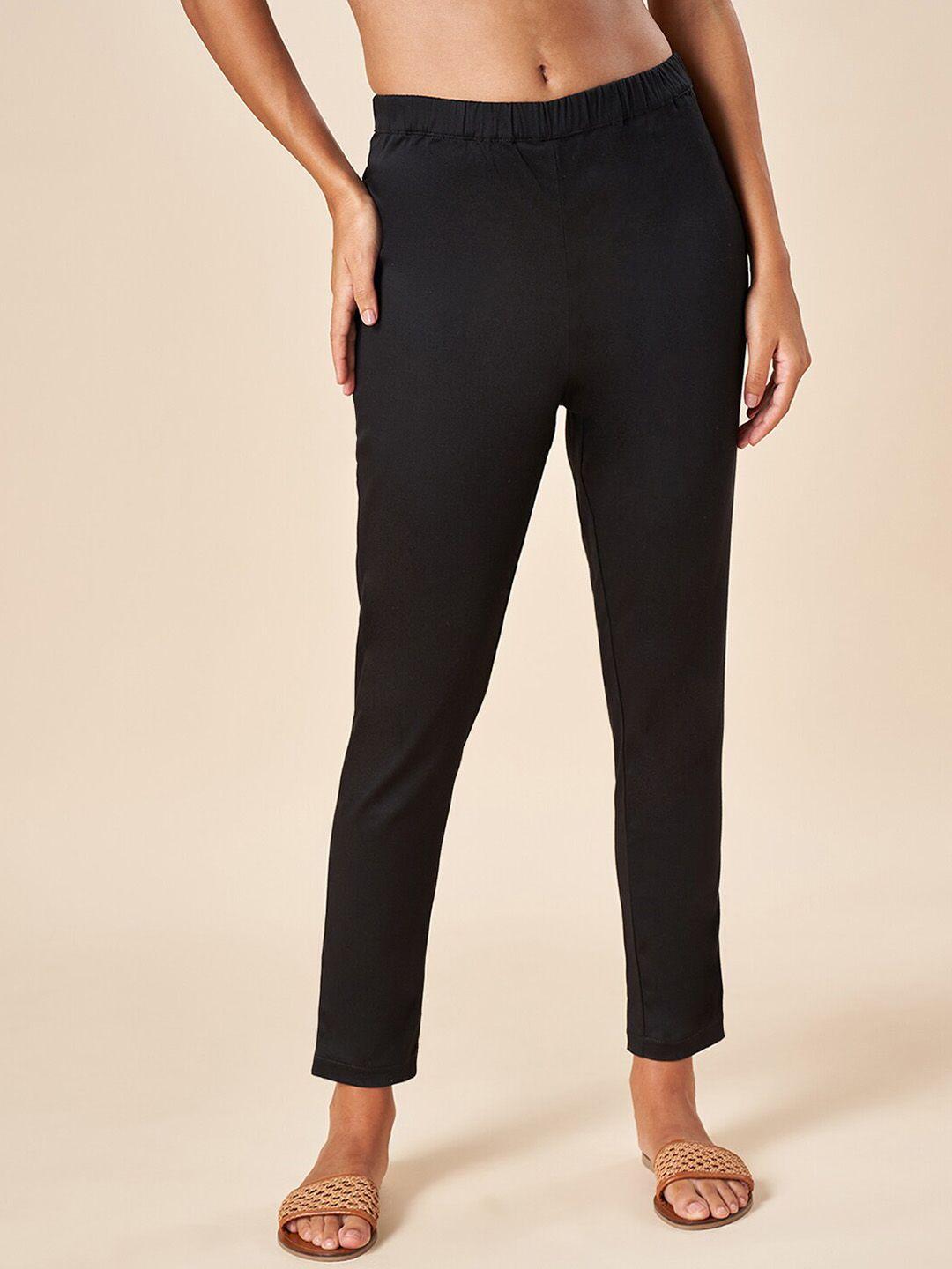 akkriti by pantaloons women black slim fit trousers