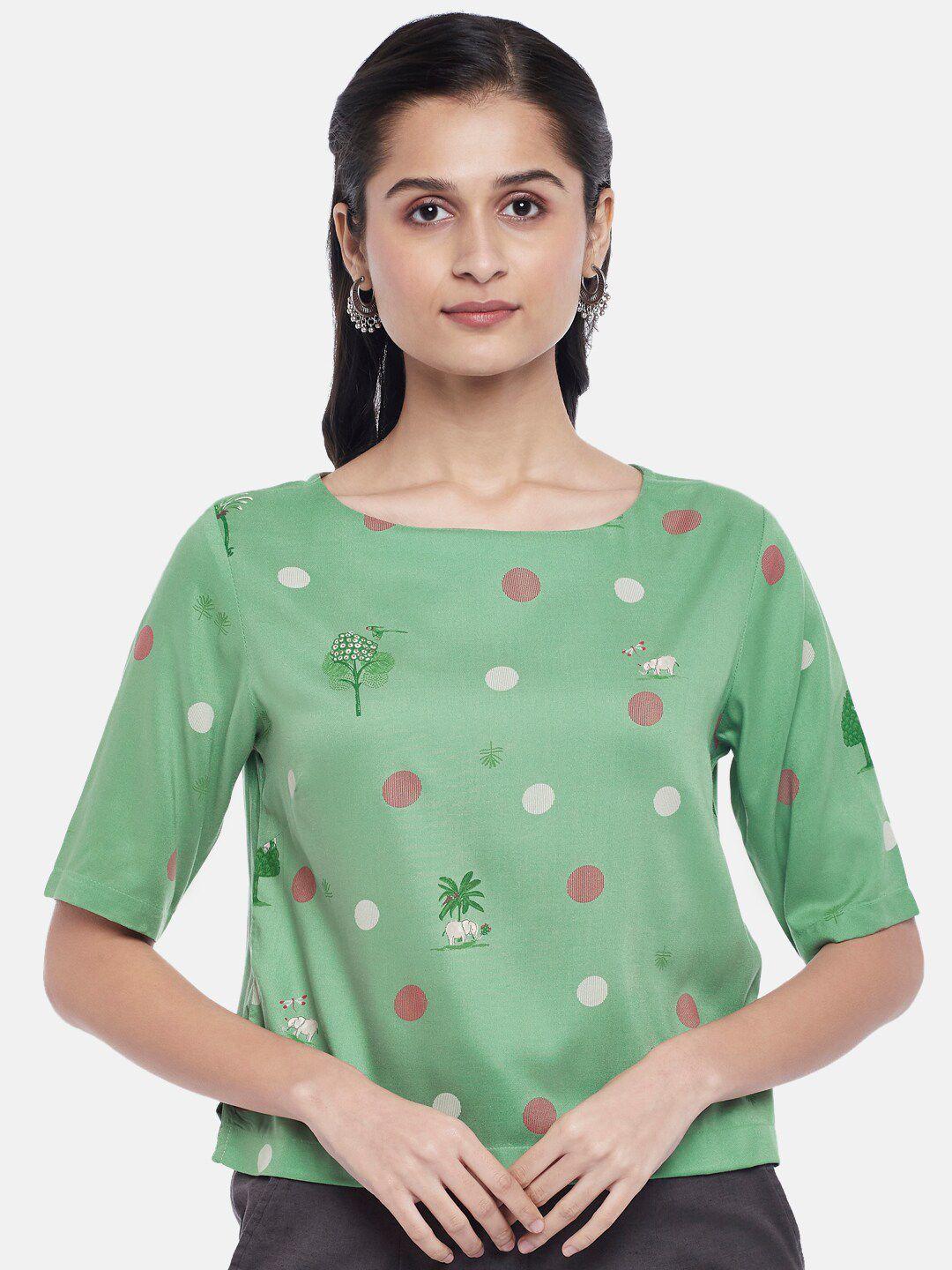 akkriti by pantaloons women green printed crop top