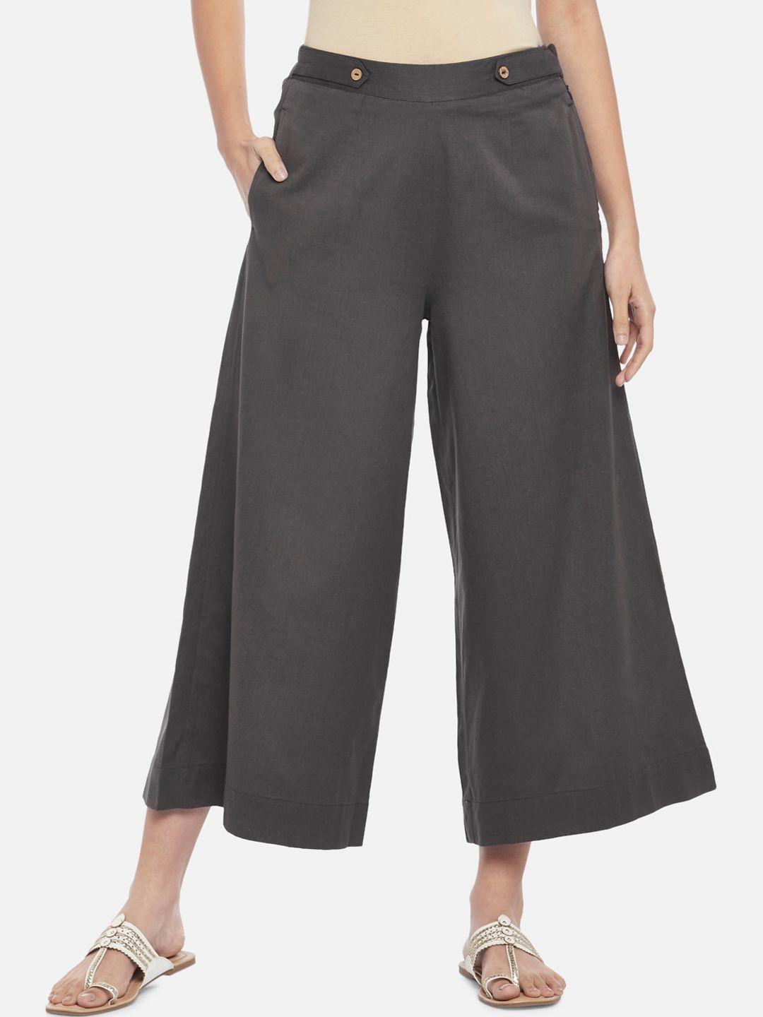 akkriti by pantaloons women grey culottes trousers