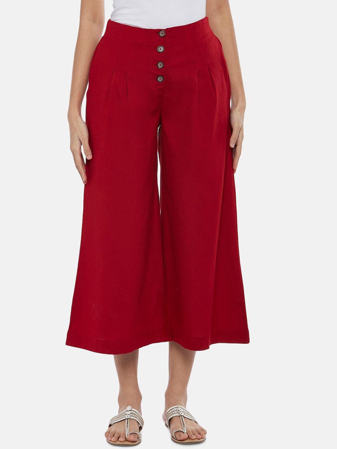 akkriti by pantaloons women maroon culottes trousers