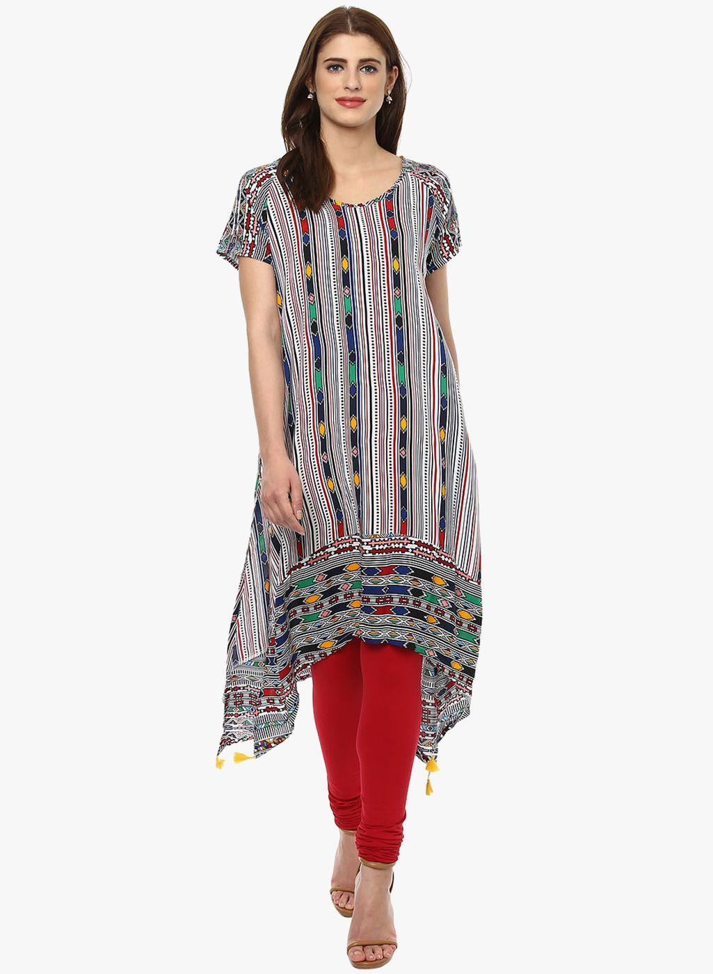 akkriti by pantaloons women multicoloured striped a-line kurta