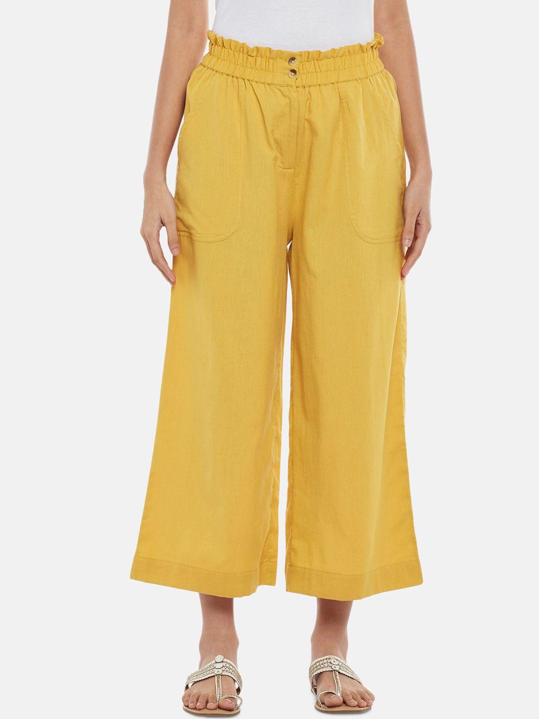 akkriti by pantaloons women mustard yellow culottes trousers