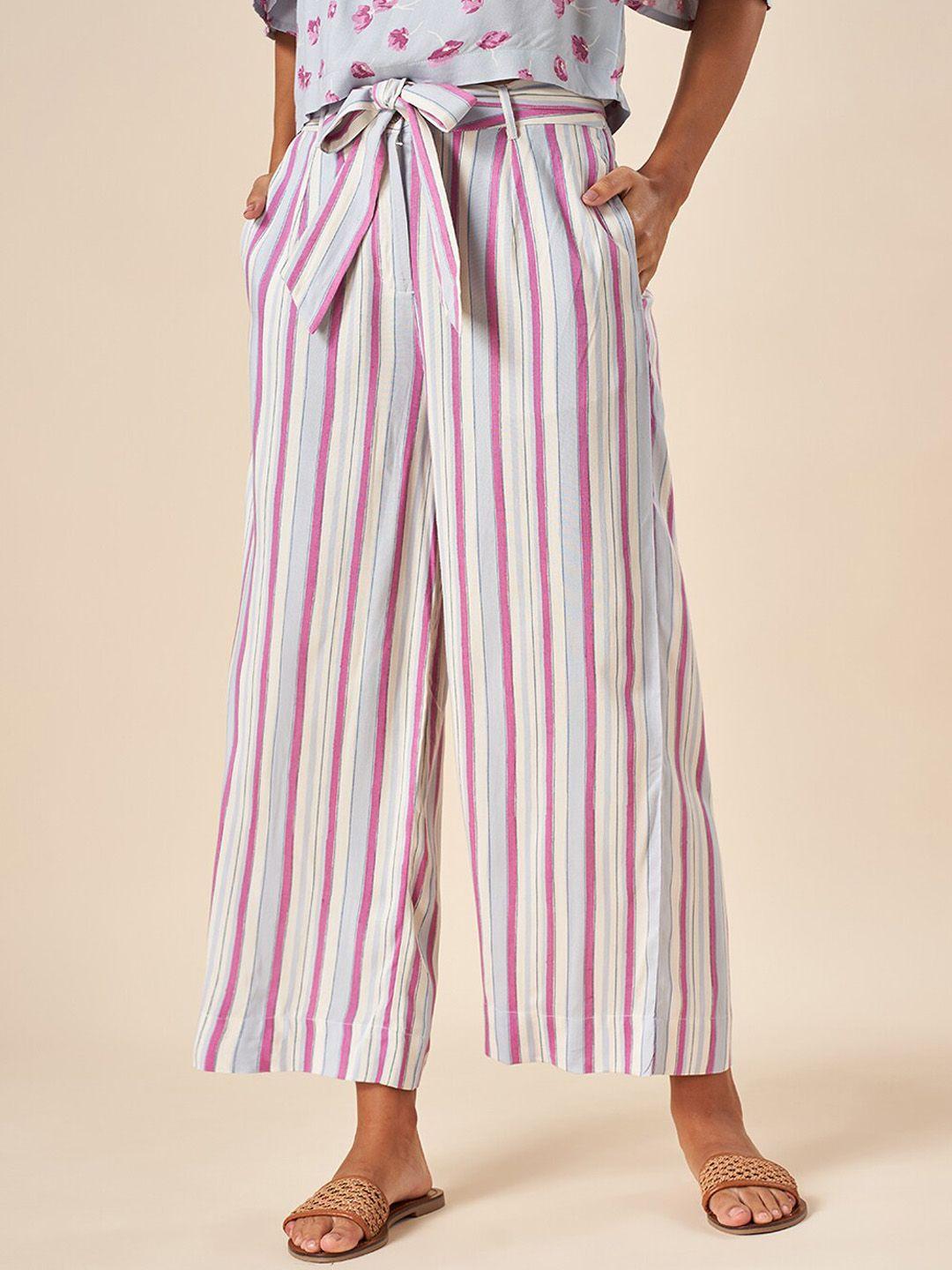 akkriti by pantaloons women striped parallel trousers