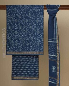 akola dabu handblock printed maheshwari 3-piece dress material