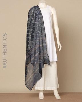 akola ajrak handblock printed pure maheshwari dupatta