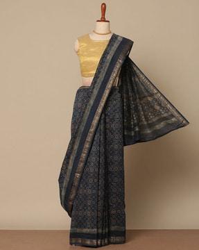 akola ajrakh handblock print pure maheshwari saree