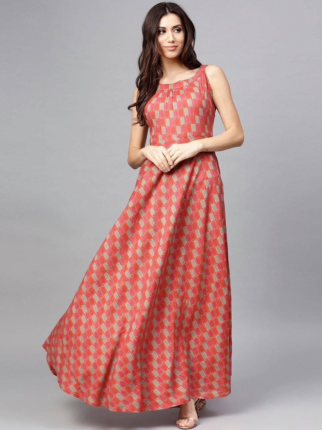 aks ethnic motifs printed sleeveless maxi dress