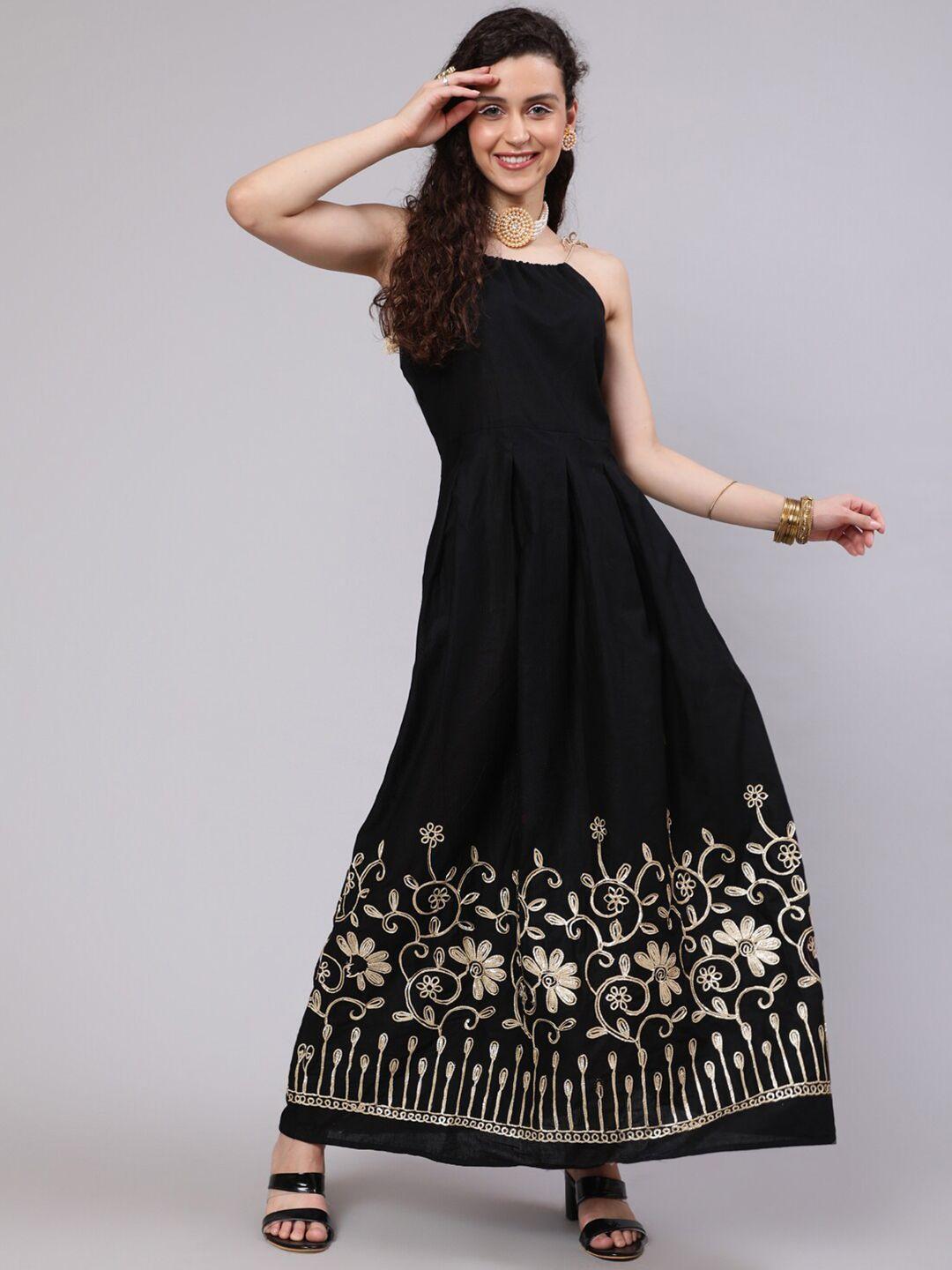 aks black floral print maxi dress