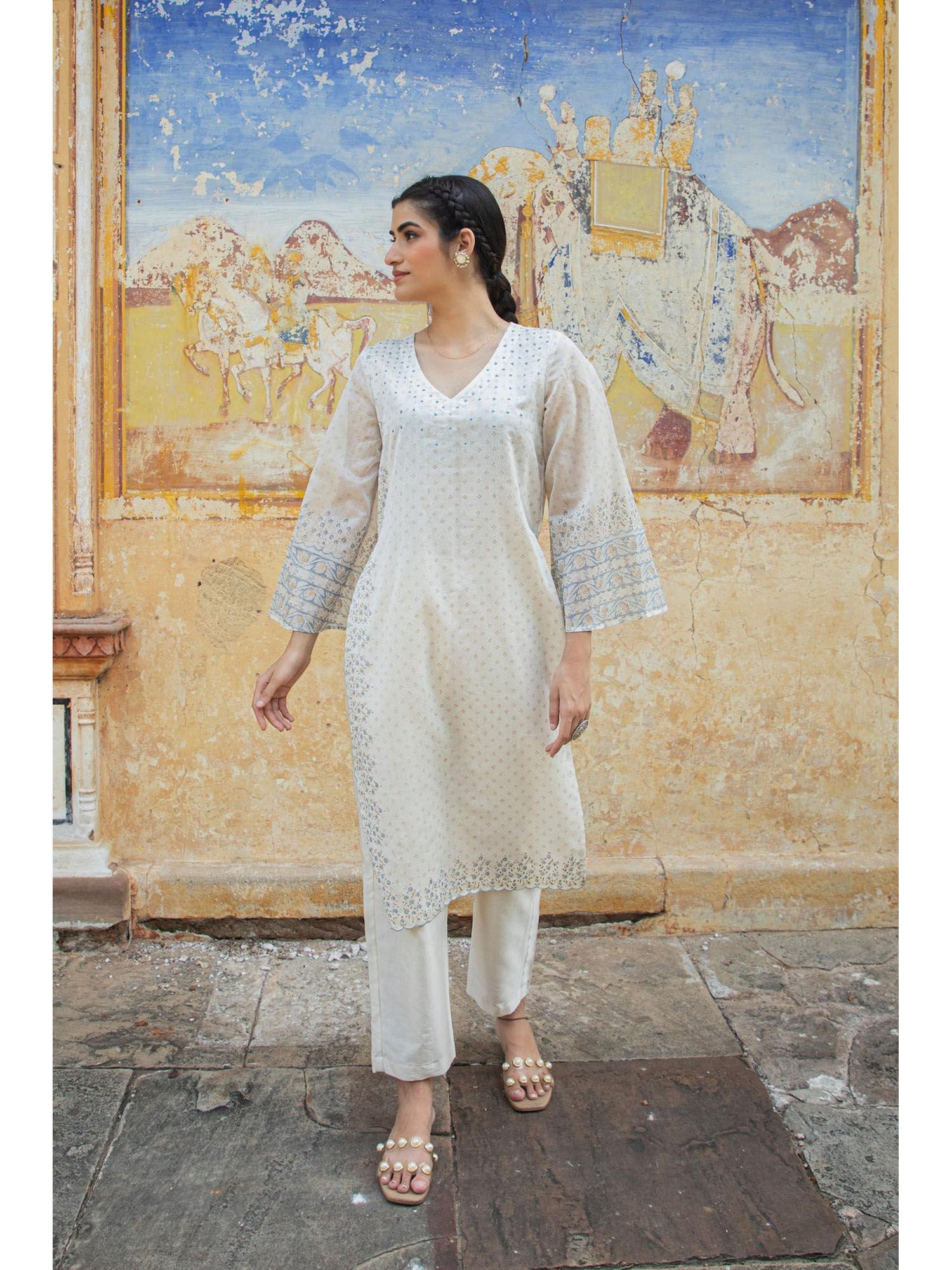 aks chandheri off white kurta