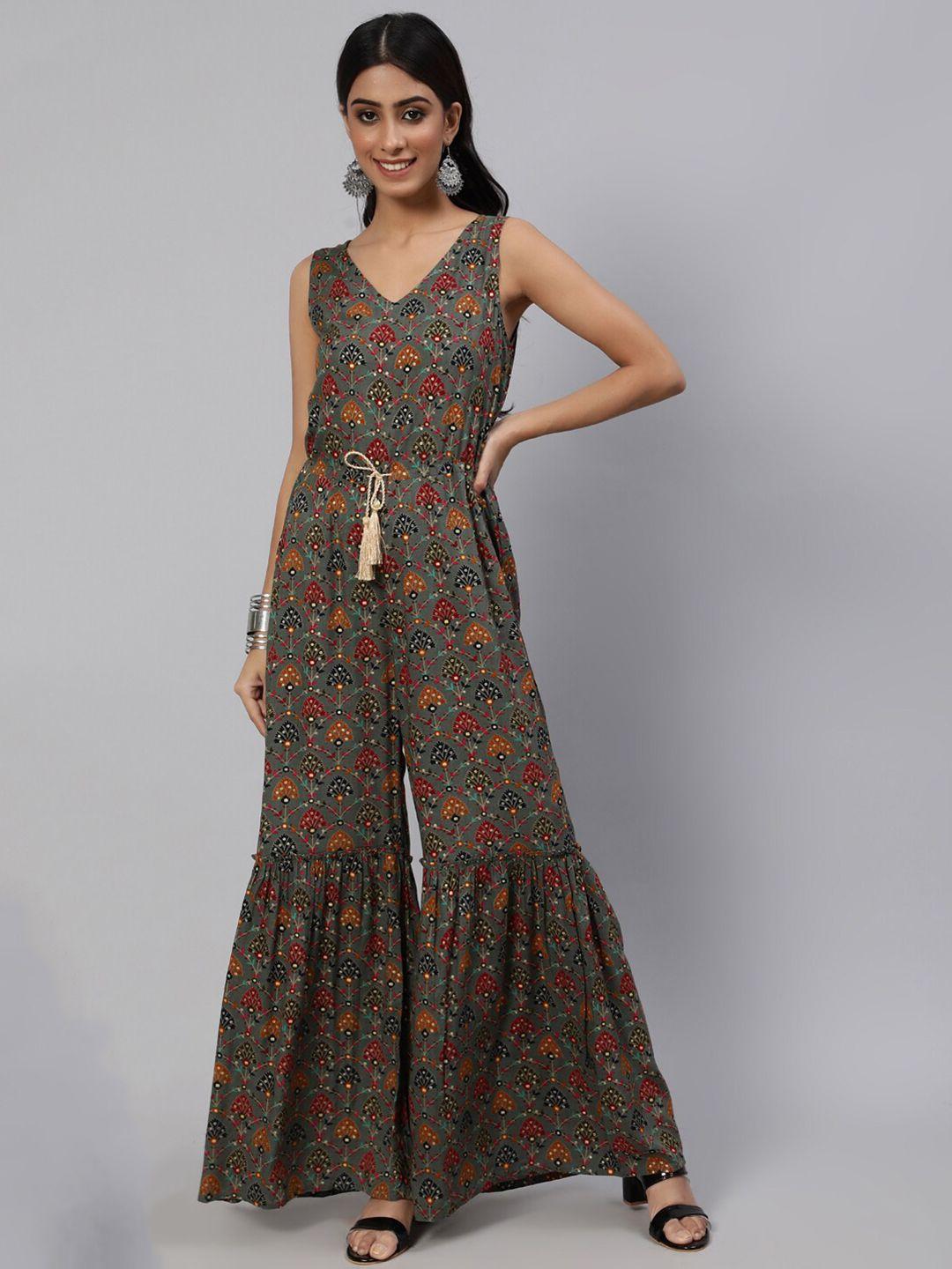aks couture ethnic motif printed basic jumpsuit