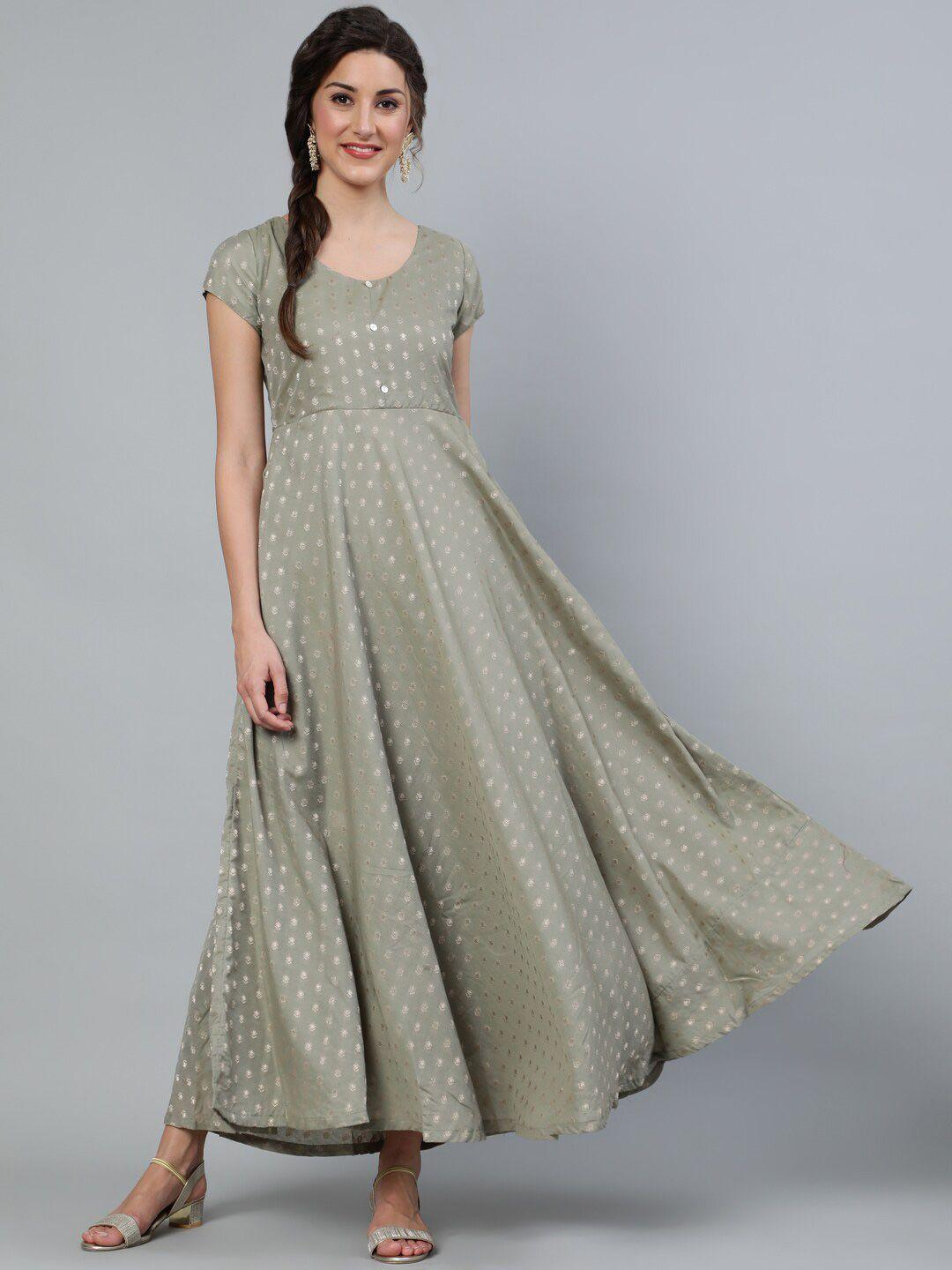 aks couture grey polka dot print maxi dress