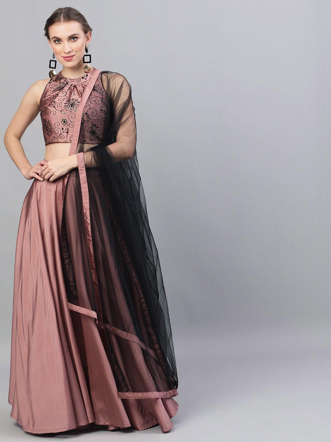 aks couture mauve & black printed ready to wear lehenga