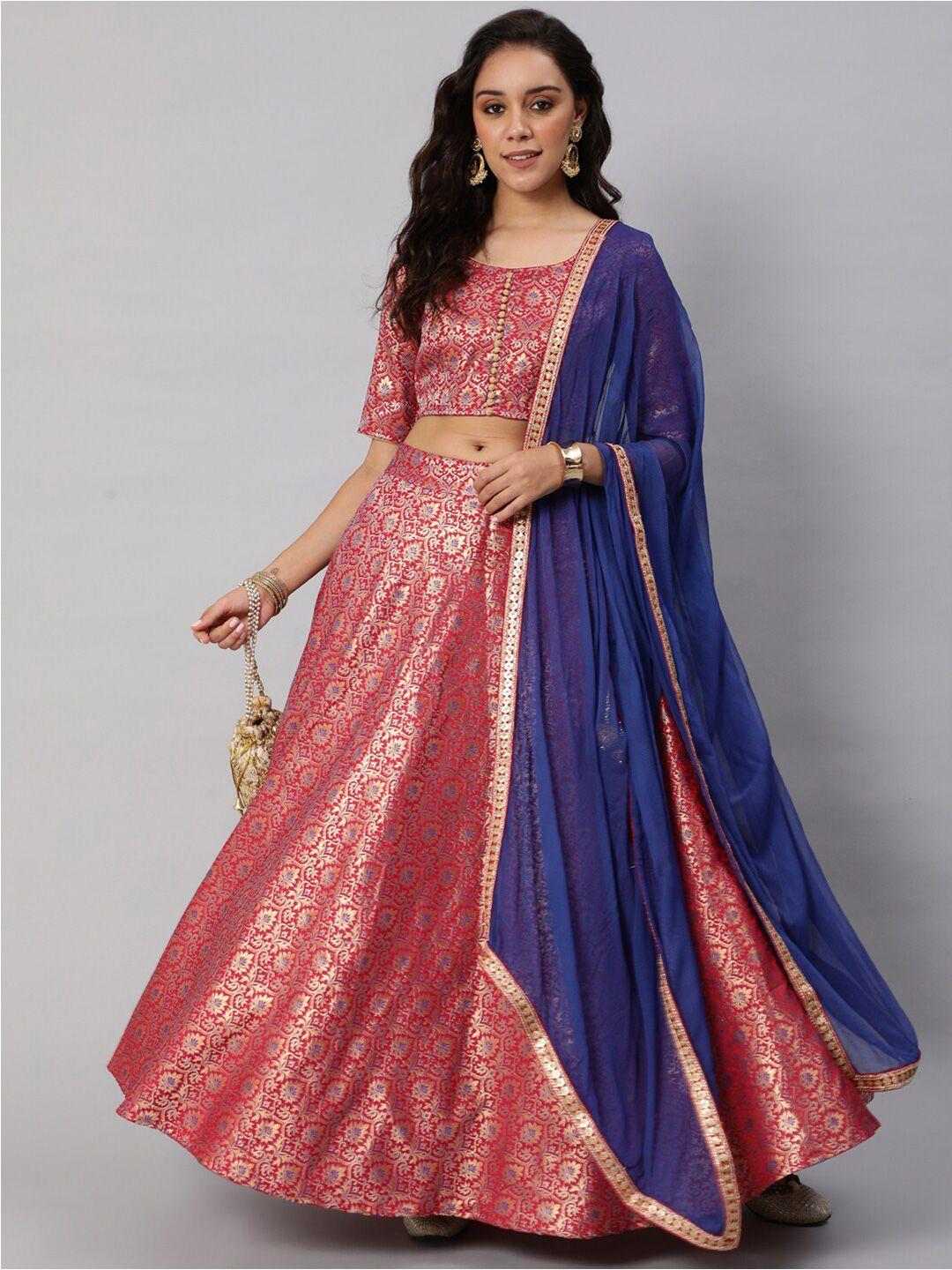 aks couture red & blue ready to wear lehenga & blouse with dupatta