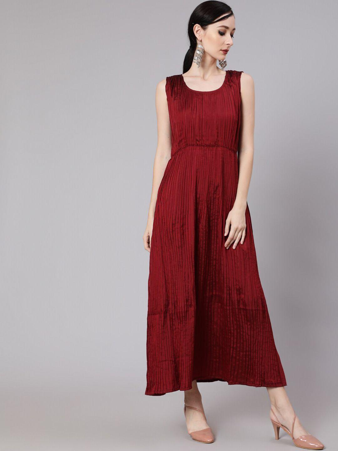 aks couture sleeveless pleated fit & flare maxi dress