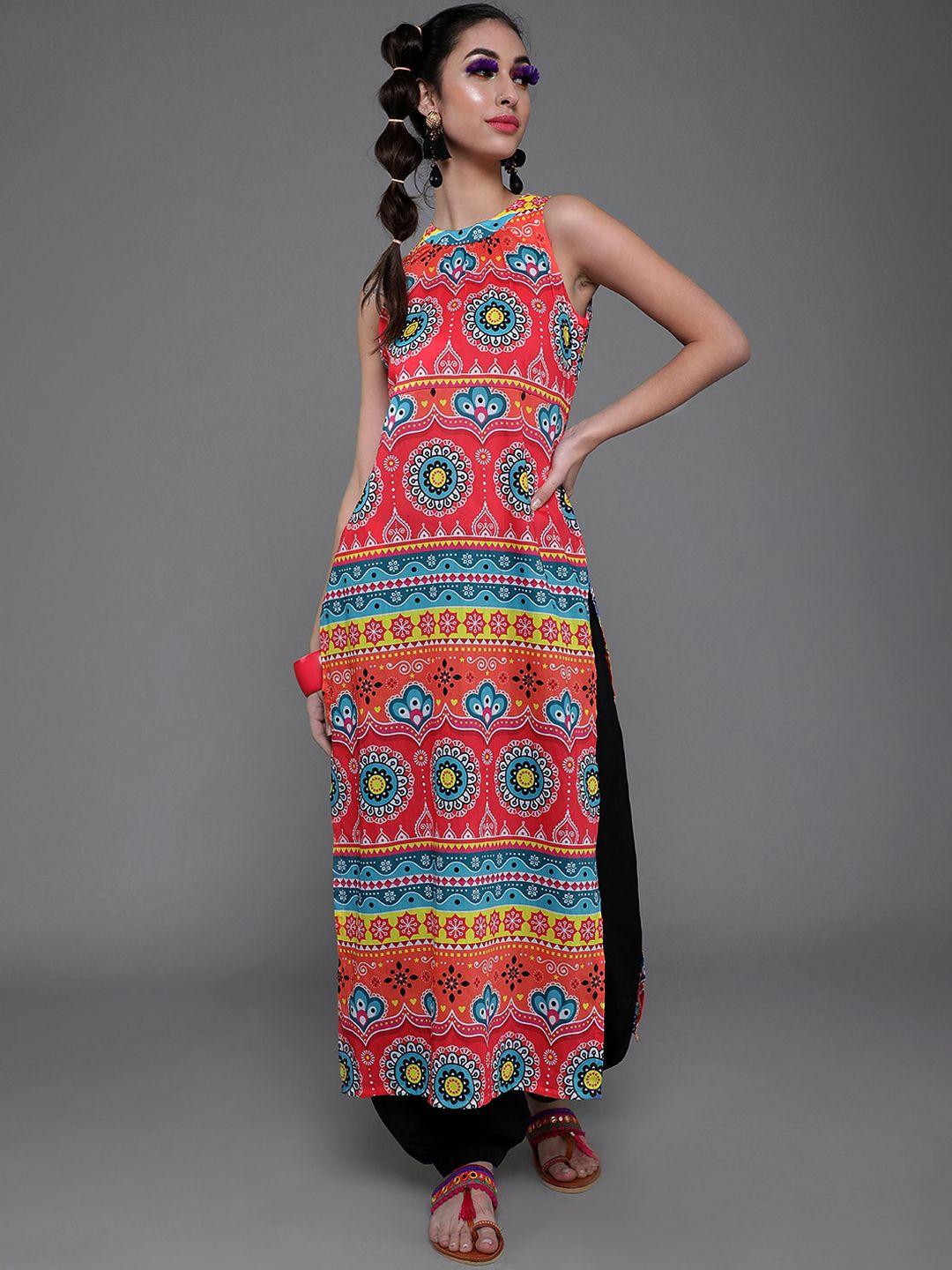 aks ethnic motifs printed a line kurta