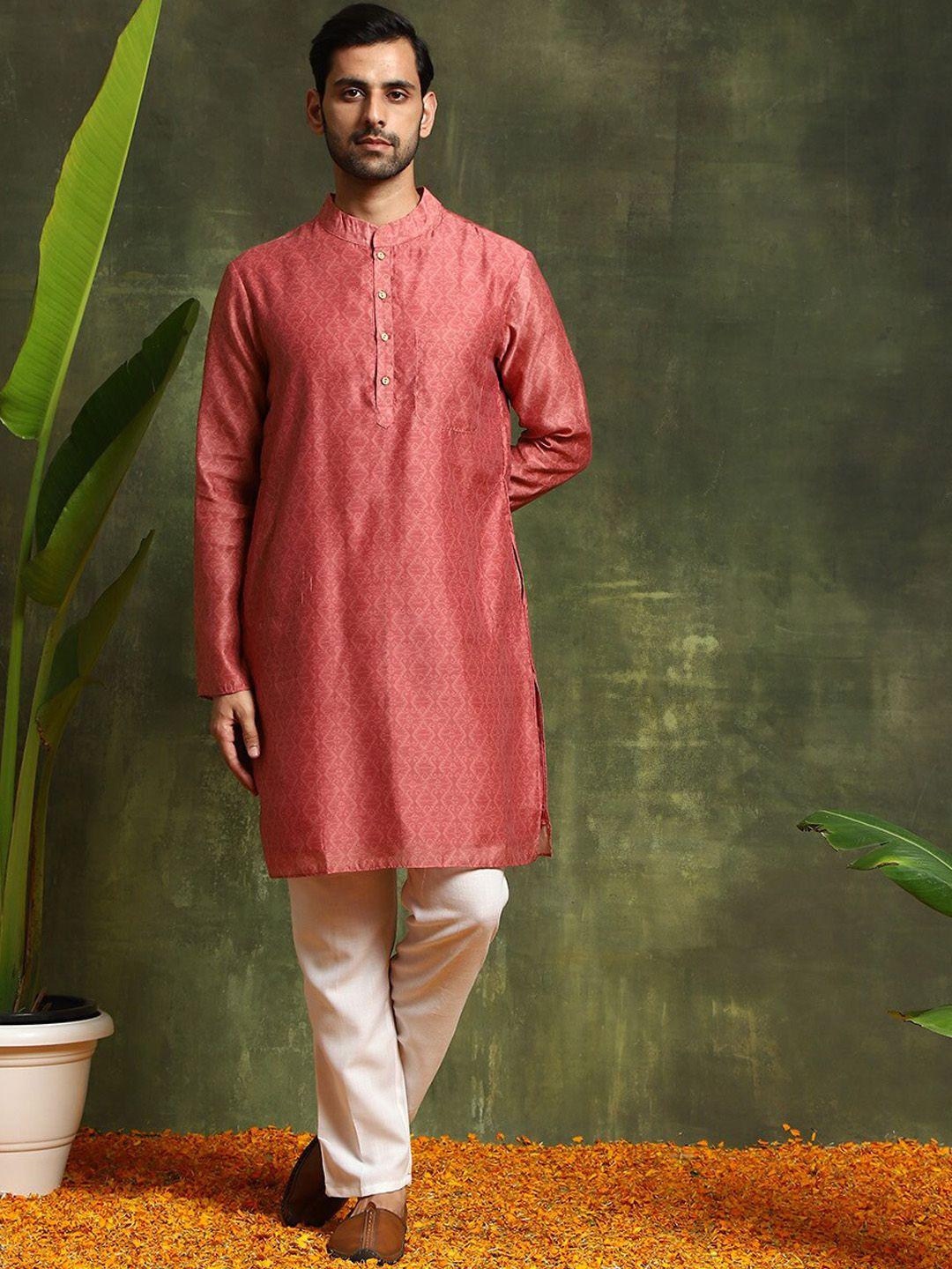 aks ethnic motifs printed chanderi silk kurta